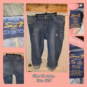 Seven7 Women's Distressed Blue Cropped Jeans